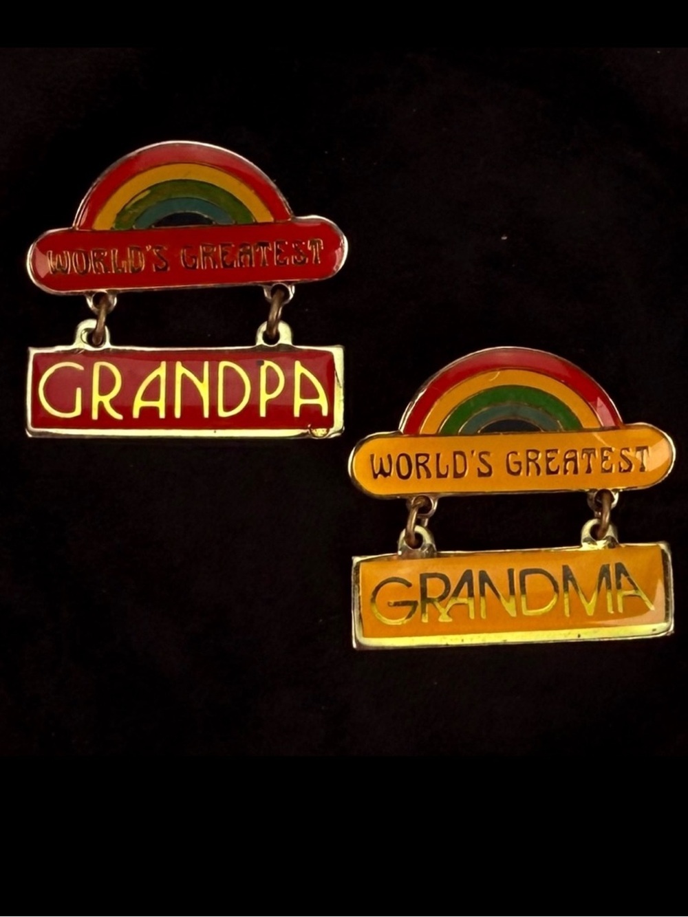 World's Greatest Grandpa and Grandma Brooch Pins